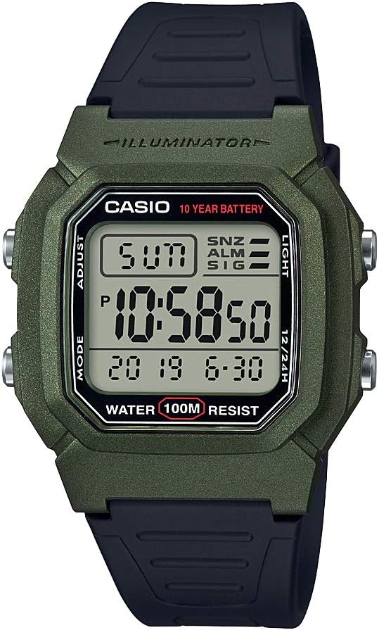 W800HG Series | Men’S Digital Watch | 100 Meter Water Resistance | Multi Function Alarm | 100 SEC Stopwatch | Auto Calendar | Countdown Timer | LED Light | Dual Time| 10 Year Battery